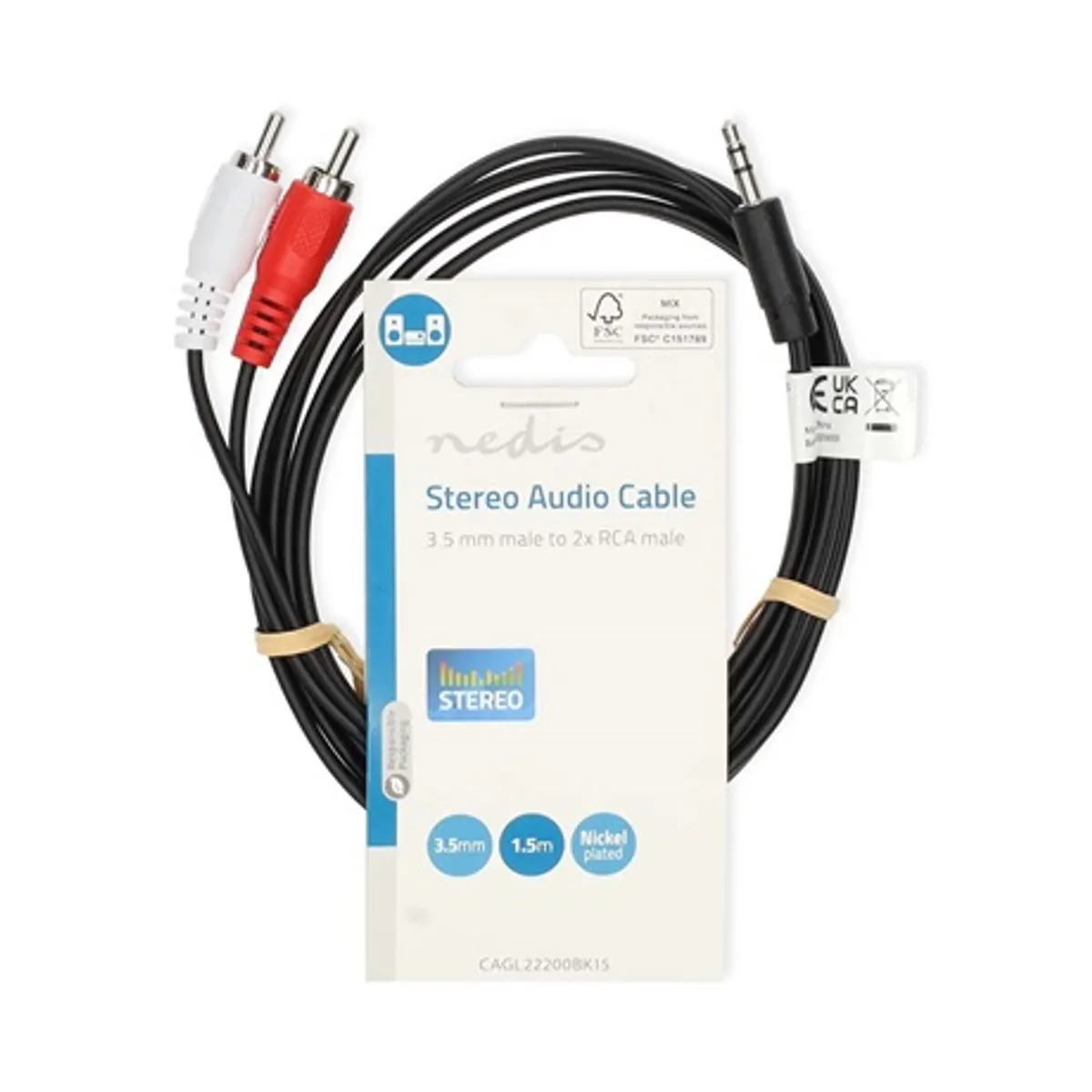 Nedis CAGL22200BK15 3,5 mm jack - 2x RCA audiokábel aranyozott csatlakozó 1,5 m #3
