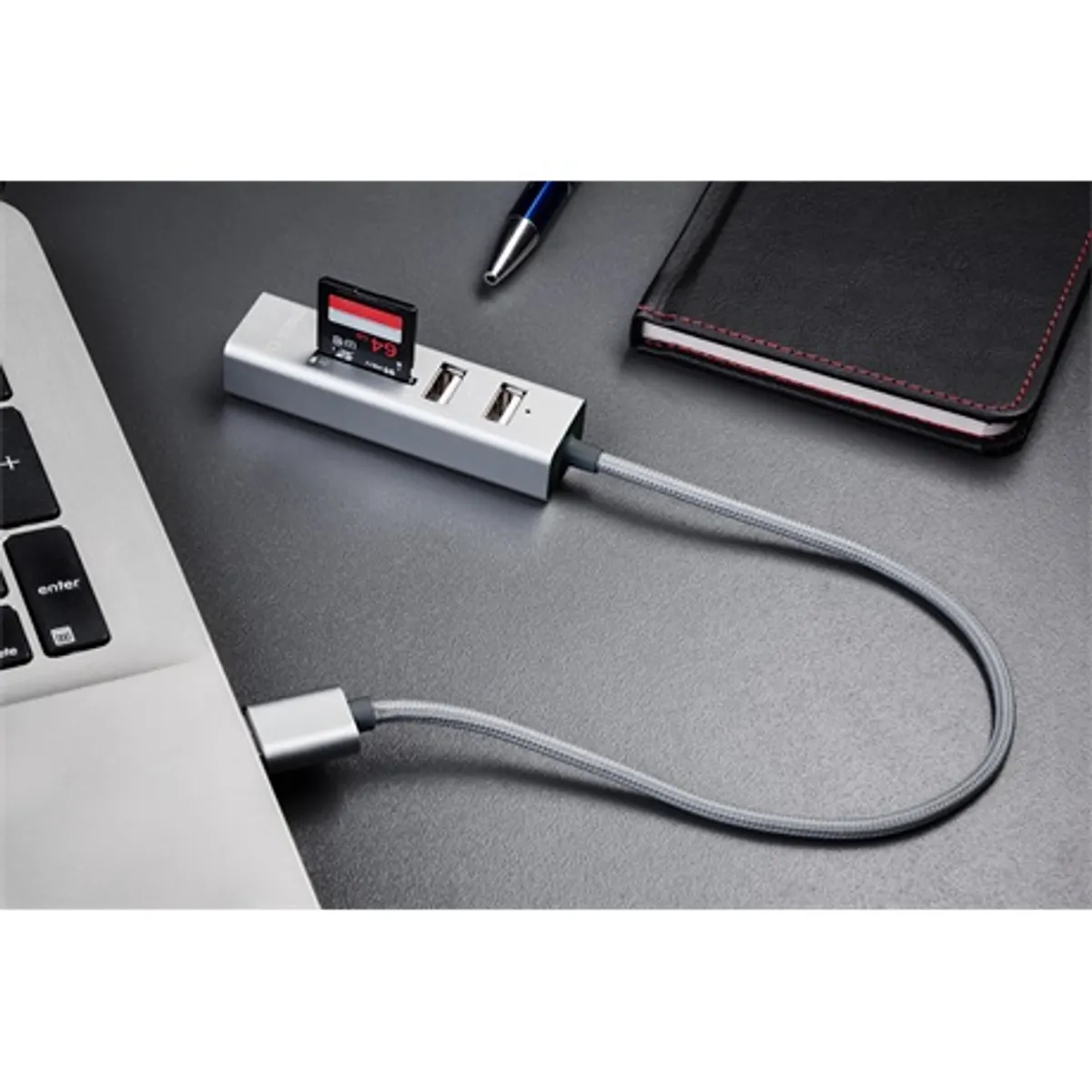 Yenkee YHC 101SR USB hub és kártyaolvasó 3x USB 2.0 port Micro SD SDHC SDXC kártyaolvasó adatátvitel 480 megabit per másodperc 30 cm kábel #4