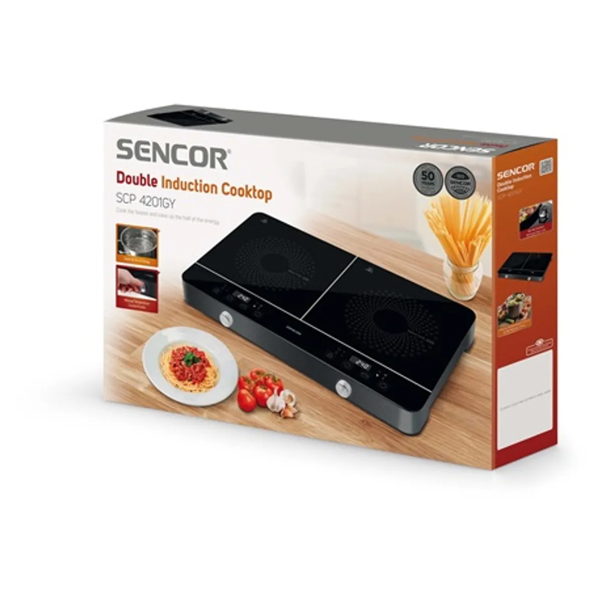 Sencor SCP 4201GY kétzónás indukciós főzőlap üvegkerámia borítás automatikus edényfelismerés lcd kijelző #9