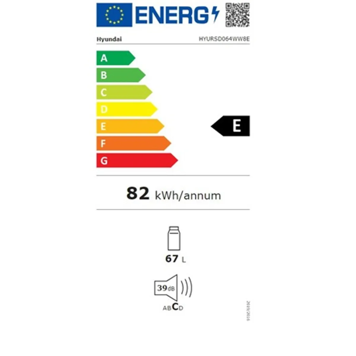 Hyundai RSD064WW8E hűtő egyajtós 67 L energiaosztály A zaj 39 dB mechanikus vezérlés állítható termosztát #3