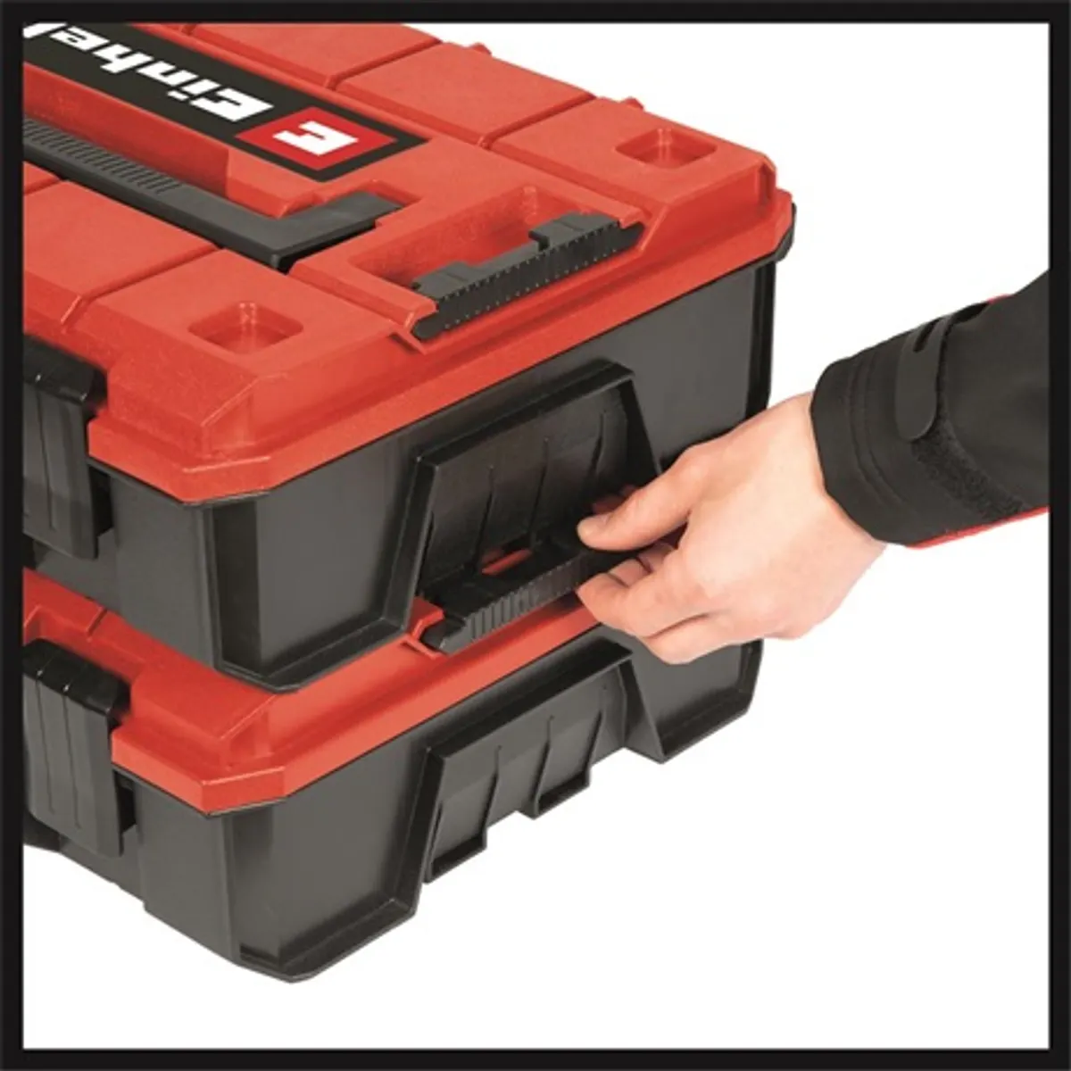 Einhell E-CASE S-F rendszerkoffer két lehajtható fogantyúval lelakatolható fröccsenő víz elleni védelemmel polipropilén max 25 kg terhelés #2
