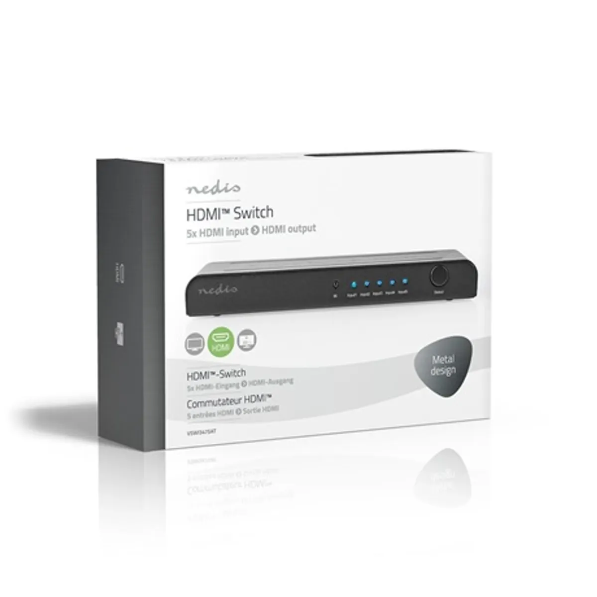 Nedis VSWI3475AT HDMI kapcsoló 5x HDMI bemenet 1x HDMI kimenet 4K60Hz 18 Gbps fém antracit távvezérlő #7