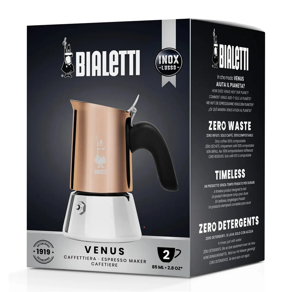 Bialetti 7282-CN VENUS Venus kotyogós kávéfőző 2 adag rozsdamentes acél biztonsági szelep #6