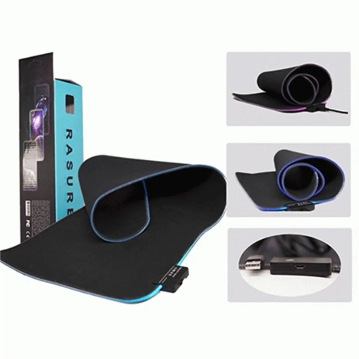Forev RS-01 RGB LED-es gamer egérpad 80x30 cm, gumírozott csúszásmentes, 11 RGB fénymóddal, vízálló felület, 150 cm USB-kábel #3