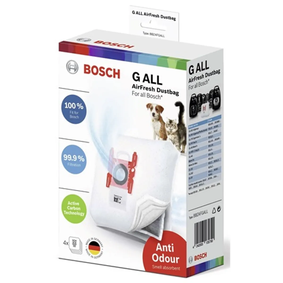Bosch BBZAFGALL PowerProtect AirFresh porzsák aktív szénnel 4 db #1