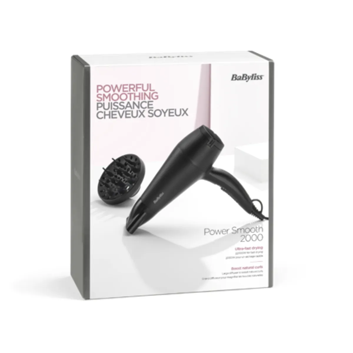 BaByliss D215DE hajszárító 2200W kerámia DC motor 2 fokozat hideglevegő 1,8m kábel diffúzor 13cm szűkítő 18x75mm #5