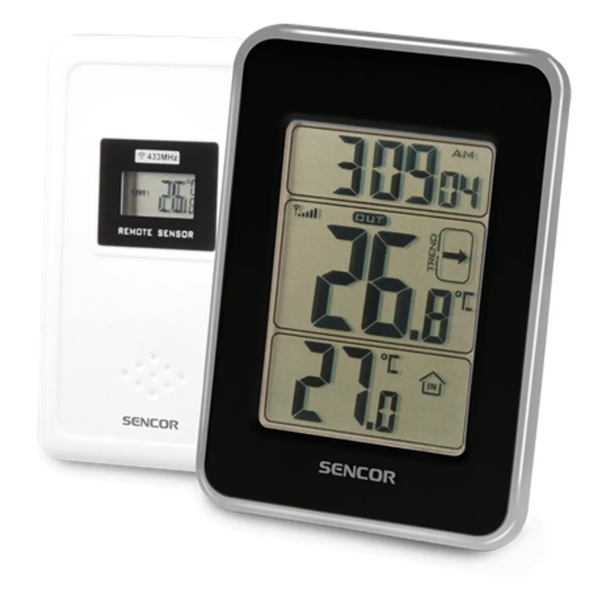 Sencor SWS 25 BS Időjárás állomás 12-24 órás kijelzés belső -9C - 50C külső -30C - 55C 433 MHz hatótávolság 30 m 1 érzékelő táp 2 x 1,5V AAA #1