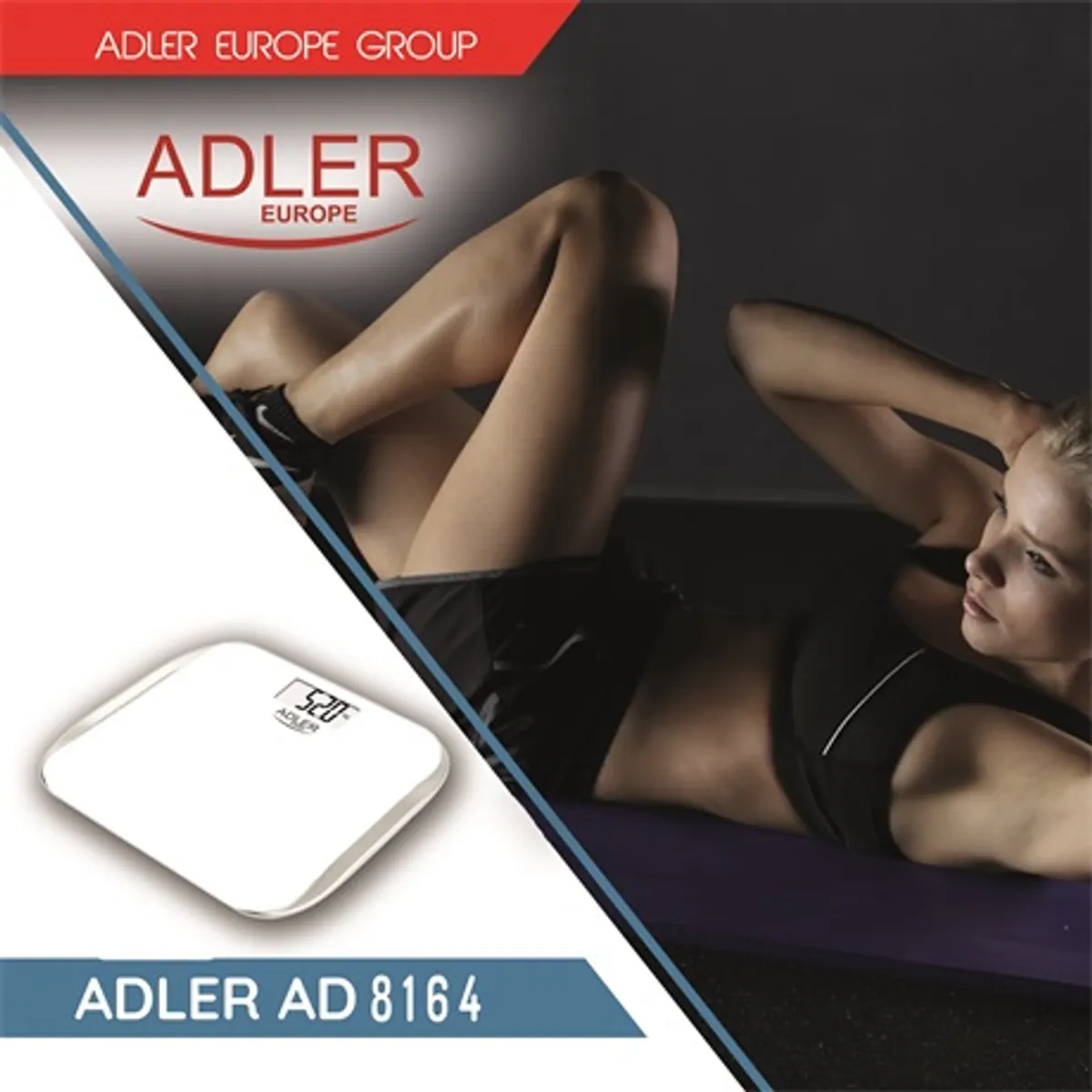 Adler AD8164 Személymérleg 180 kg 100 g 4-szenzoros edzett üveg 6 mm LCD automatikus nulla automatikus kikapcsolás #5