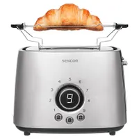 Sencor STS5050SS kenyérpirító 2 szeletes, 1000 W, nemesacél, kiolvasztás, 9 pirítási szint, automatikus középre igazítás, morzsagyűjtő tálca #1