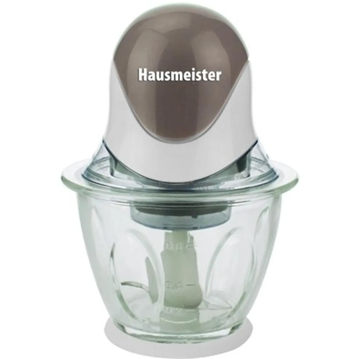 Hausmeister HM5506 aprító gép 0,6 L átlátszó üveg edény rozsdamentes kés csúszásmentes gumi talpak biztonsági zár 230V 50Hz 300W #1