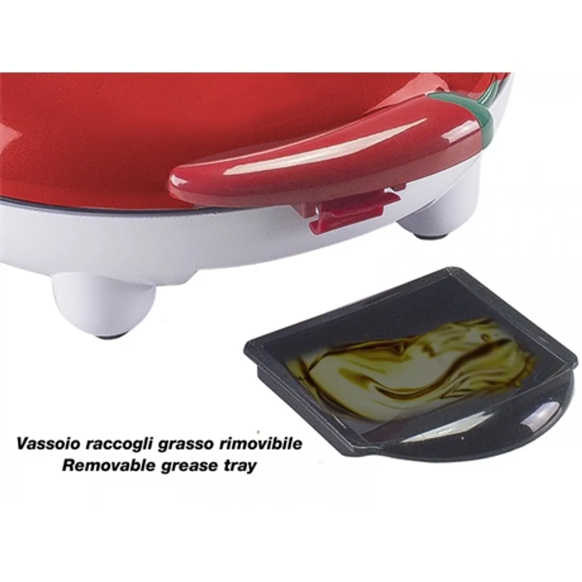 Beper P101CUD600 quesadilla sütő 23,5 cm sütőfelület, piros-fehér, tapadásmentes bevonat, hőszigetelt fogantyú, csúszásmentes lábak #4
