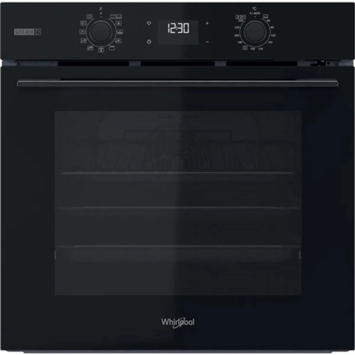 Whirlpool OMSK58RU1SB beépíthető sütő gőz funkcióval, 71 L, digitális kijelző, süllyeszthető kezelőgombok, sütősín #1