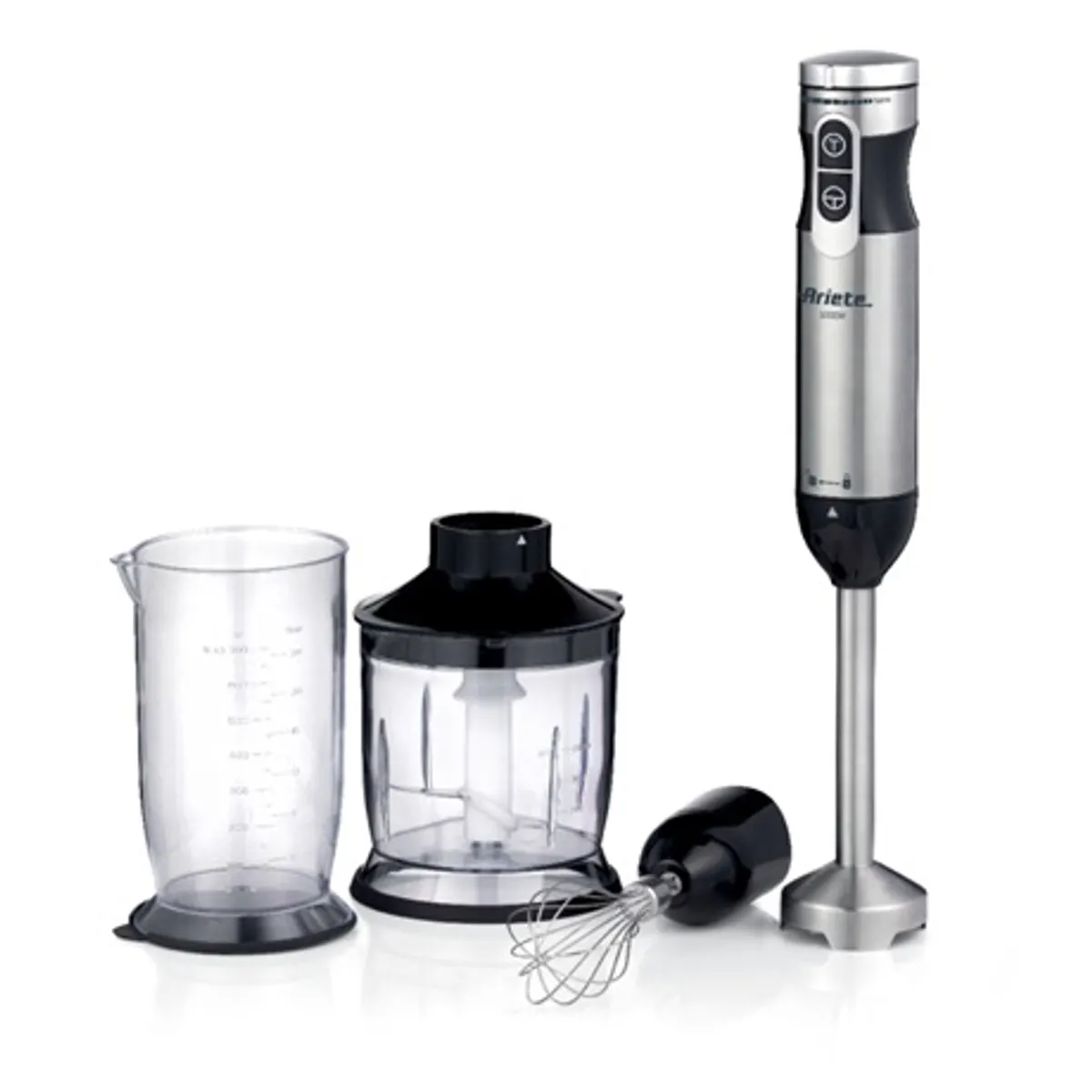 Ariete 898.1 7 az 1-ben botmixer szett 1000 W 10 fokozat Turbo 4 késes acél pengék habverő 500 ml aprító 700 ml mérőpohár 2 literes munkatál burgonyapürésítő korongok #5