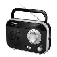 Sencor SRD 210 BS Rádió AM-FM 87,5-108 MHz, AM 530-1600 kHz, kihúzható antenna, 3,5 mm fejhallgató csatlakozás, tápellátás: AC 230V 50Hz és 3x1,5V