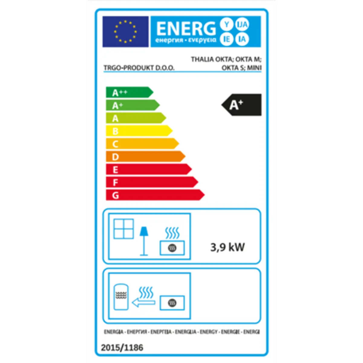 Warnex THALIA OKTA kandalló szabadonálló 3.9 kW piros 120 mm füstcső 396x850x375 mm #6