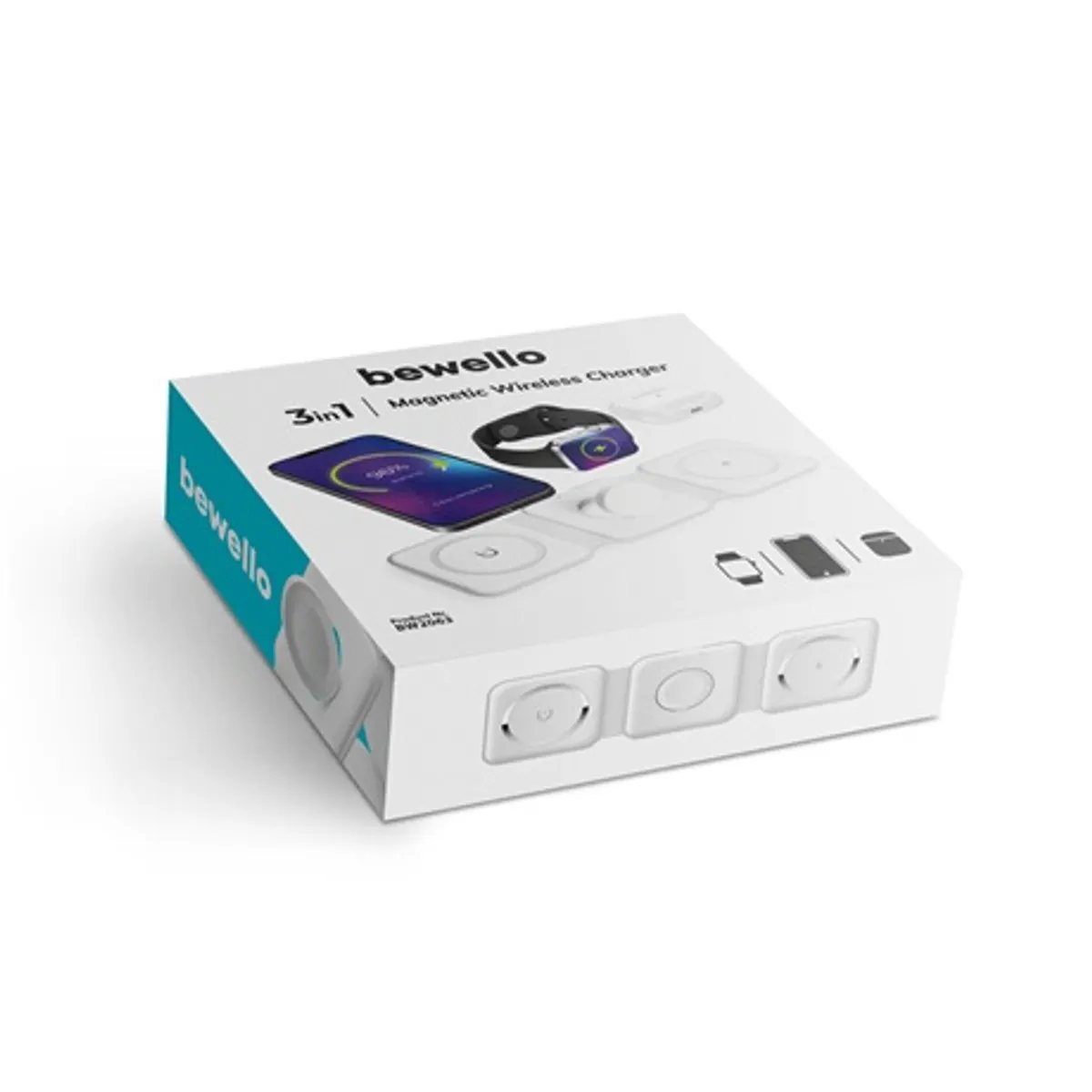 Bewello BW2063 vezeték nélküli töltőállomás 3 az 1-ben Apple Watch iPhone AirPods kompatibilis #6