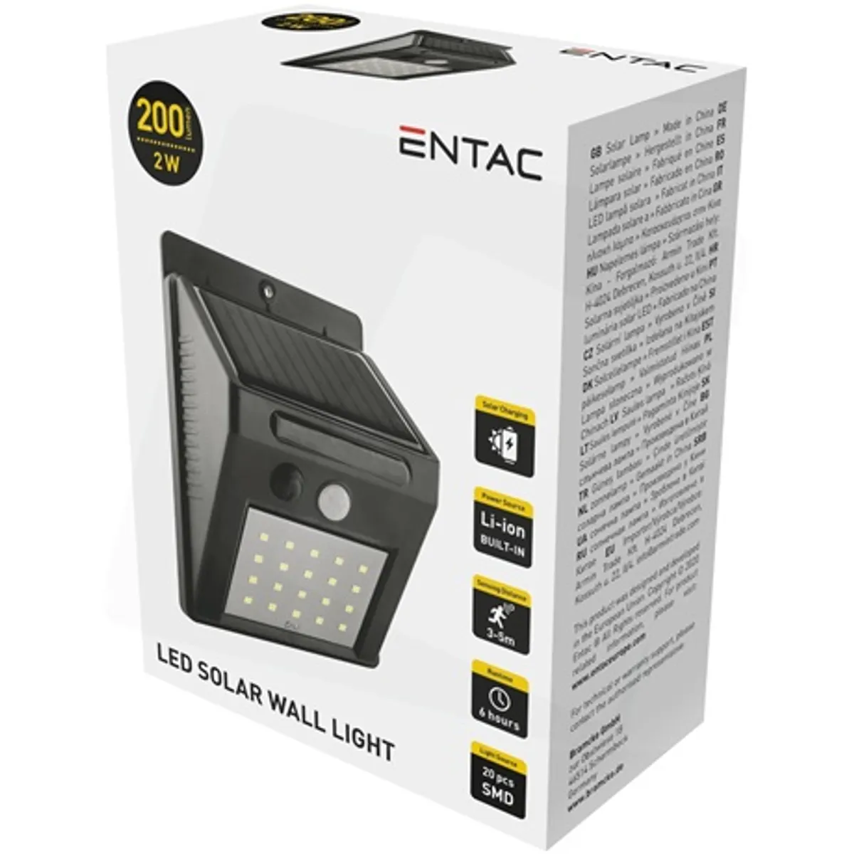 Entac ESL-2W-SMD-PL Napelemes fali lámpa LED SMD 2W 200 lm IP65 4000K 1200mAh Li-ion #2