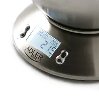 Adler AD3134 tálas konyhai mérleg 5 kg/1 g, 2L rozsdamentes tál, LCD, kg/lb/oz, tara, automatikus kikapcsolás, 100 perces időzítő, riasztó #2