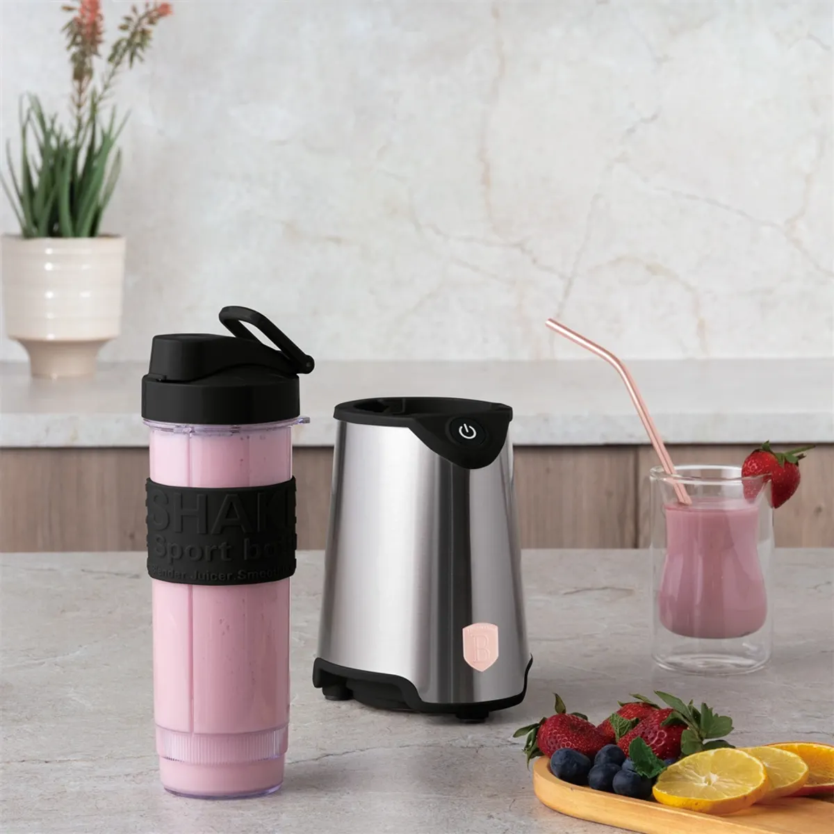 Berlinger Haus BH-9601 smoothie készítő rozsdamentes acél test 18/10 pengék jégtörő funkció 400W 2 db 500 ml pohár #5