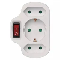 Emos P00282 elosztó kapcsolóval 3 aljzat 250 V 16 A fehér műanyag ip20 gyerekzár #1