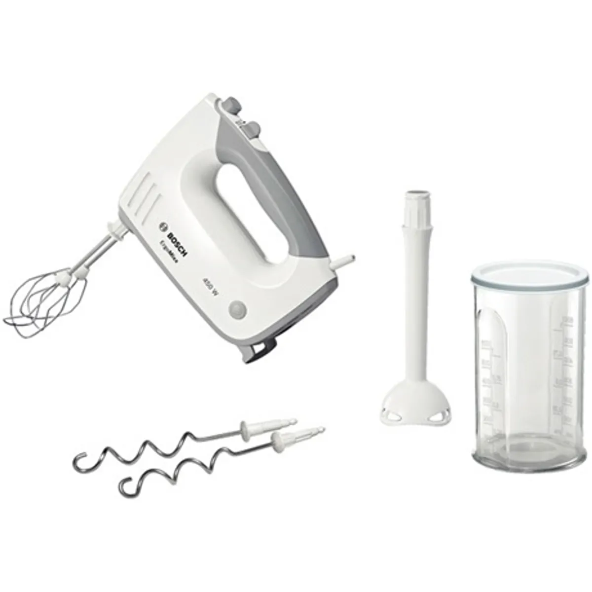 Bosch MFQ36440 kézi mixer 450w 5 sebesség turbo pillanatkapcsoló kioldógomb csatlakoztatható botmixer feltét rozsdamentes acél keverőszárak #1