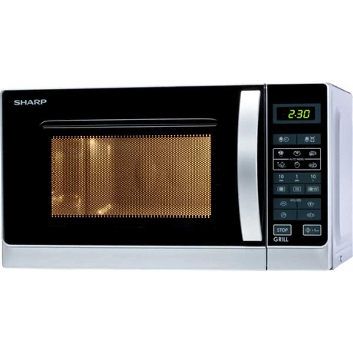 Sharp R642INW grilles mikrohullámú sütő 20l 800W 1000W grill kvarc 11 fokozat 8 automata program Gyerekzár Digitális kijelző Időzítő 99 #1