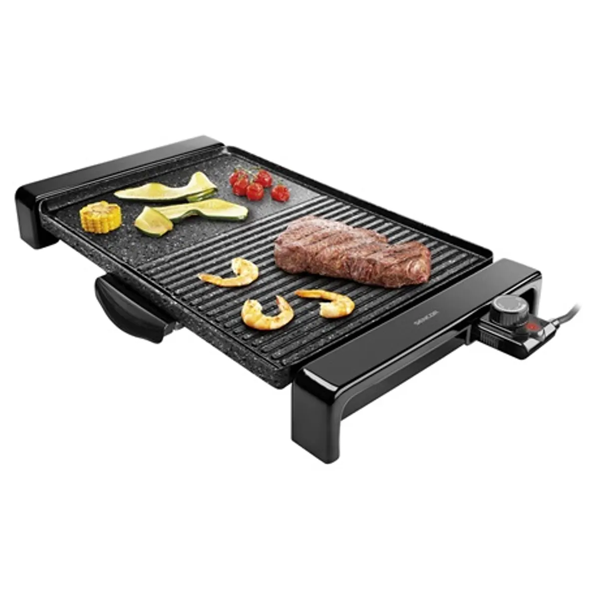 Sencor SBG 108BK asztali grill 2 grillsütőfelület, 47x31 cm, 100-220 C, 2300 W, tapadásmentes, kivehető olajtálca, hőszigetelt fogantyú #6