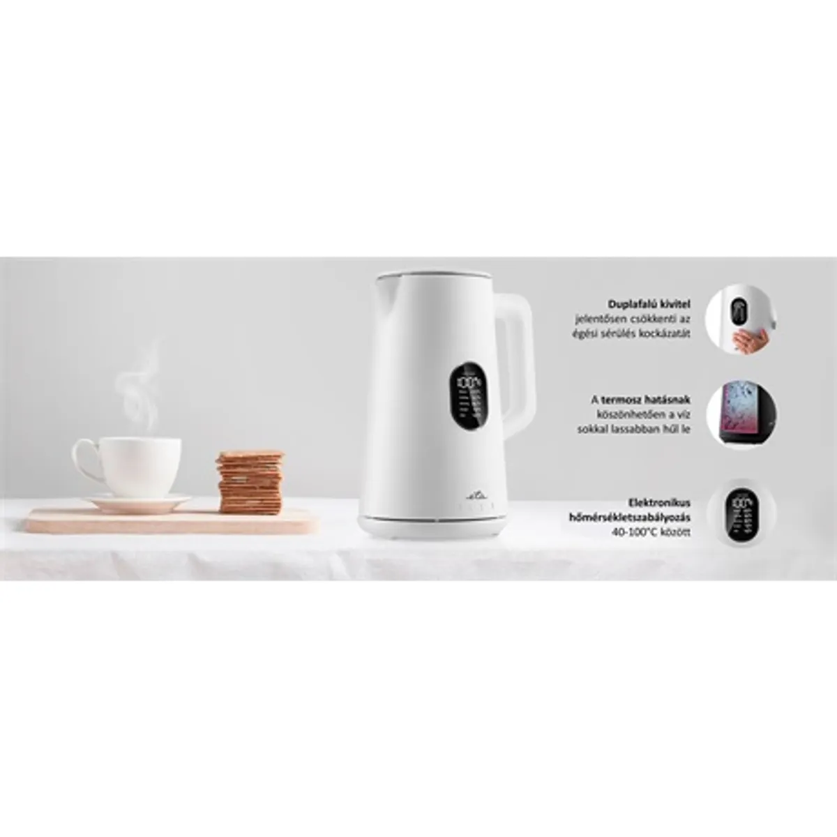 Eta 559790010 Elsa vízforraló duplafalú 1,5 l 1800 W 40-100 °C LED kijelző Keep Warm automatikus kikapcsolás #8
