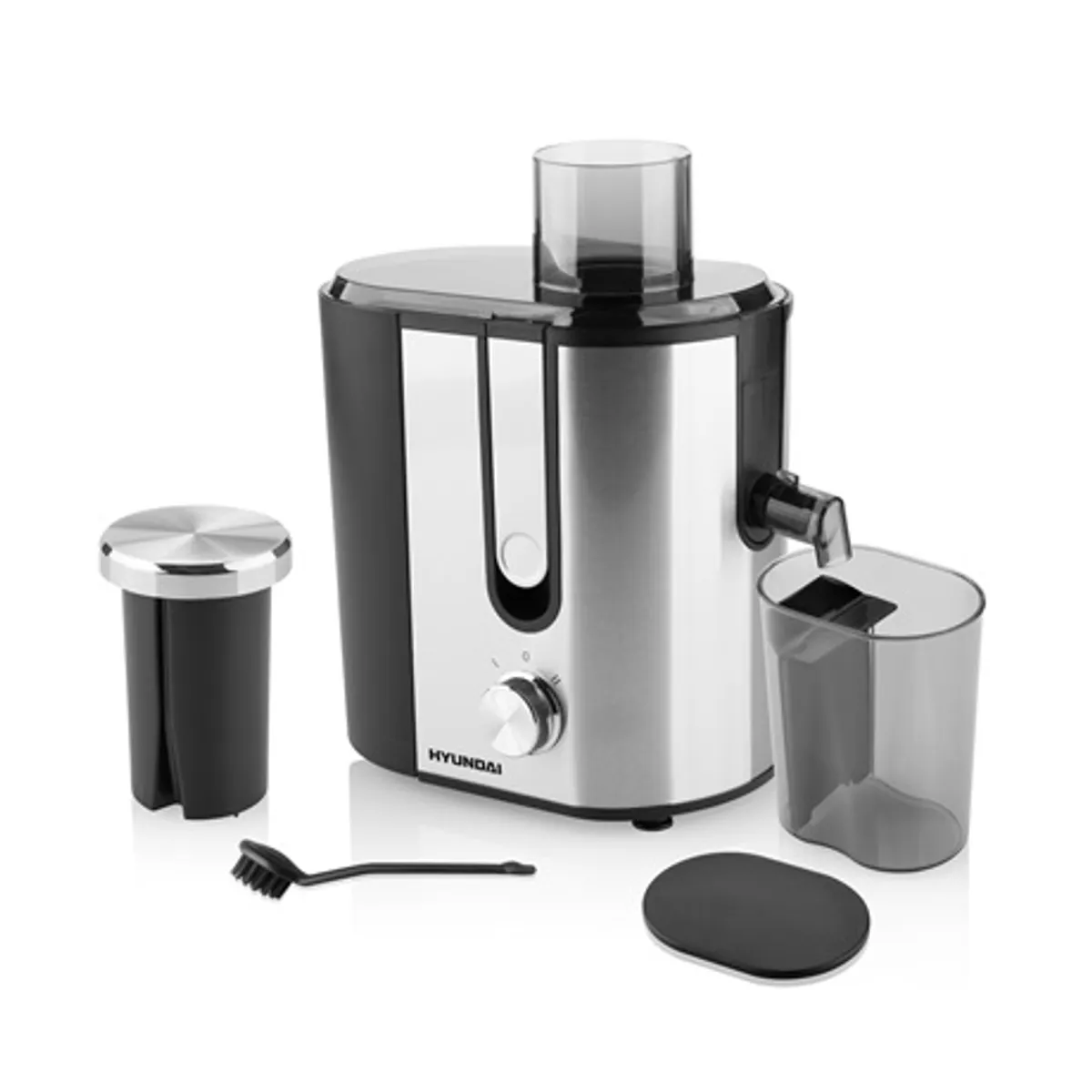 Hyundai JE337II gyümölcscentrifuga 400 W 65 mm nyílás 450 ml gyümölcslé 1,3 l hulladéktartály rozsdamentes szita automatikus teljesítmény szabályozás #2