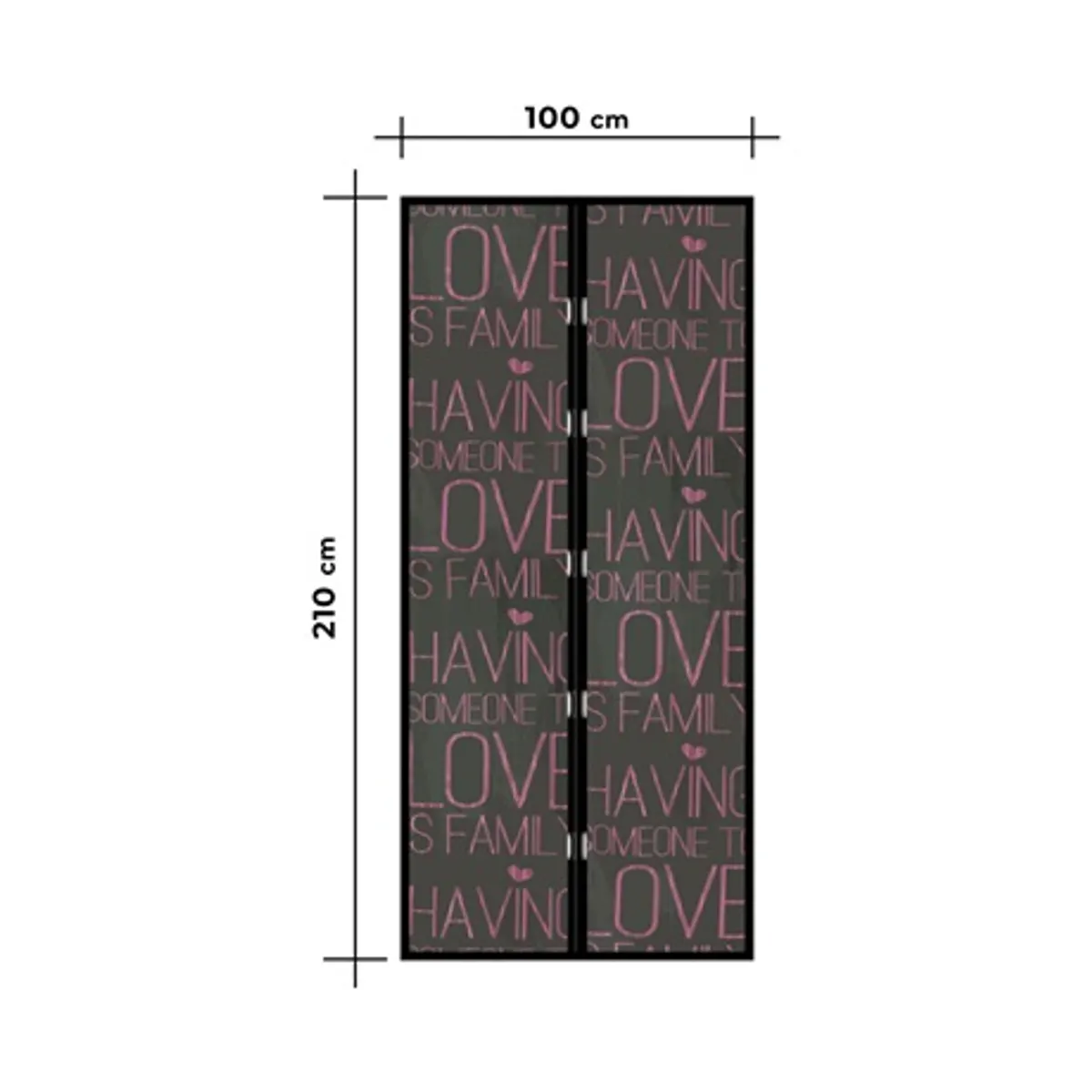 Delight 11398M mágneses szúnyogháló ajtóra Love 100x210 cm UV-álló mosható 30C tépőzár #2
