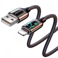 Usams SJ543USB01 USB-A Lightning kábel LCD kijelzős 2.4A 1,2m 480Mbps