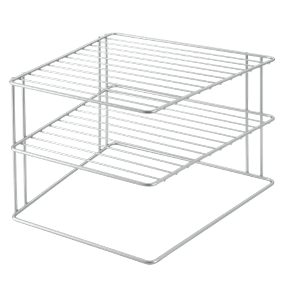 Metaltex MX364002 Palio sarok tányértartó két emeletes polytherm bevonatú rozsdaálló portaszító ezüst 25 x 25 x 19 cm #1