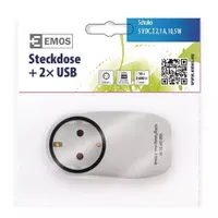 Emos P0072 fehér aljzat elosztó schuko 1 aljzat és 2 usb, gyerekzár, ip20, műanyag, 3680 w #5