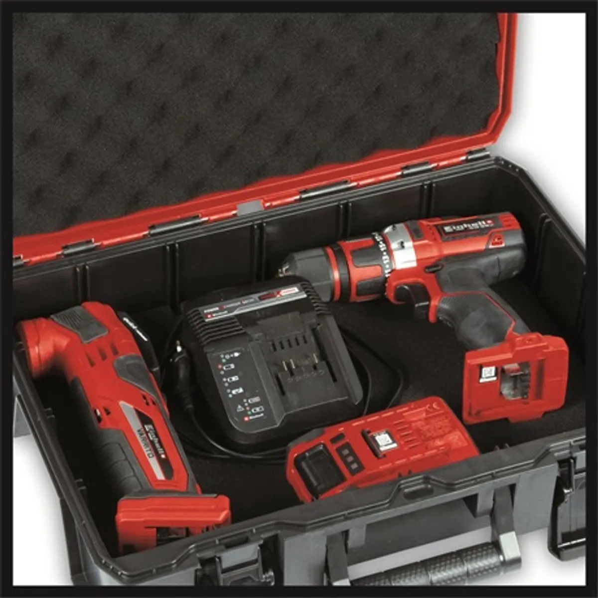 Einhell E-CASE S-F rendszerkoffer két lehajtható fogantyúval lelakatolható fröccsenő víz elleni védelemmel polipropilén max 25 kg terhelés #5