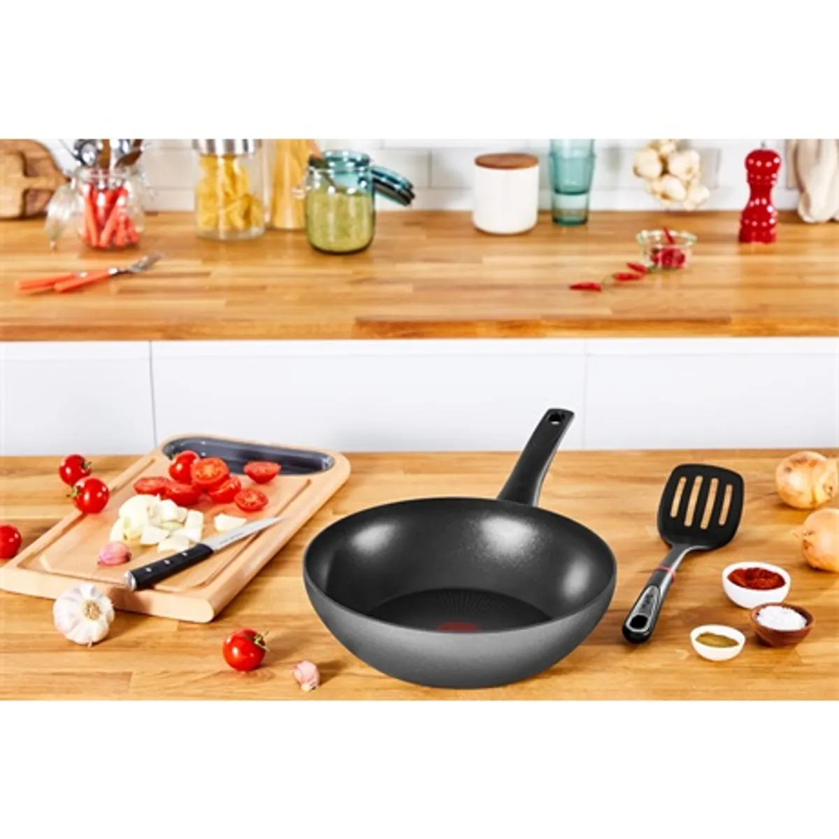Tefal G2701972 Wok serpenyő 28 cm - alumínium, szürke, tapadásmentes bevonat, indukciós-kompatibilis, sütőben 175 fokig, fix fogantyú #6