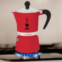 Bialetti 4962 RAINBOW Rainbow kotyogós kávéfőző 3 adag piros alumínium gáz elektromos kerámia nem indukciós #4