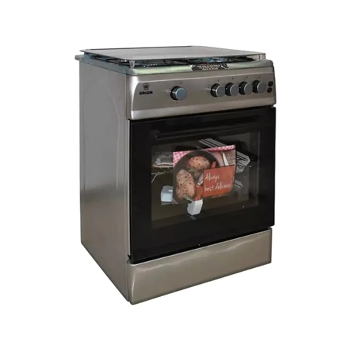 Orion FGO600I inox 4 égős szabadonálló gáztűzhely dupla üvegezésű sütőajtó forgónyárs grill #2