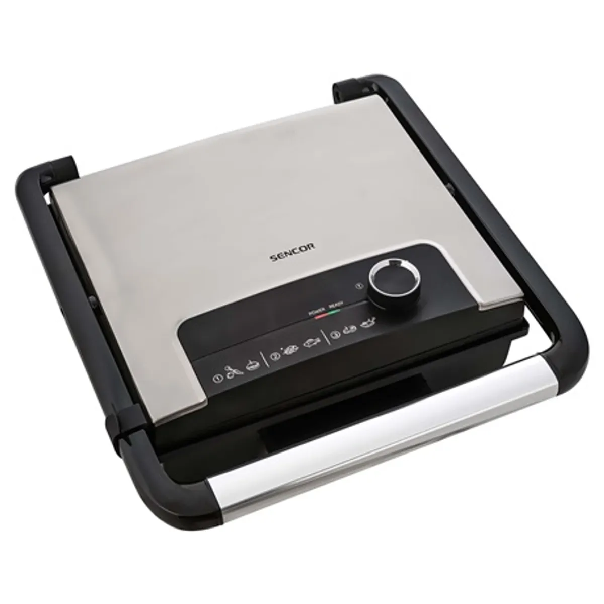 Sencor SBG 3710SS kontakt grillsütő bordázott grillfelület tapadásmentes sütőlap, 2000 W, 90 fokos nyitás, hőszigetelt fogantyú #5