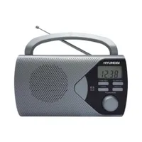 Hyundai PR200S hordozható rádió ezüst analóg am fm tuner lcd kijelző ébresztő óra fejhallgató kimenet 4x R14 akkumulátor hálózati tápellátás