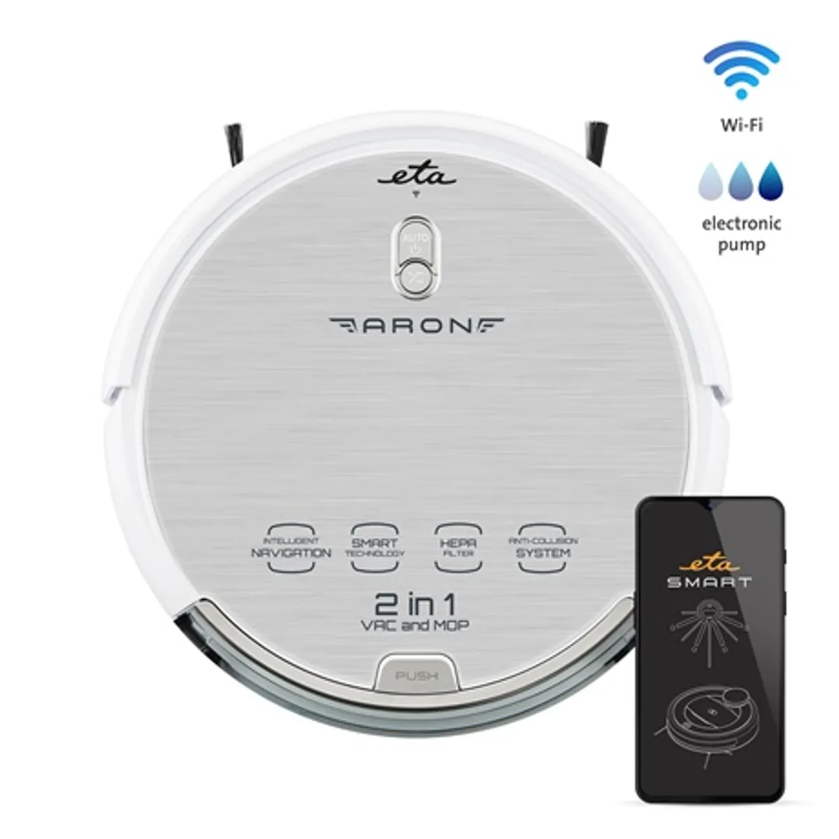 Eta 351290000 robotporszívó és felmosó, SMART navigáció, 12 mozgásérzékelő, HEPA, 300 ml portartály, 14,4 V Li-Ion, 120 perc #4