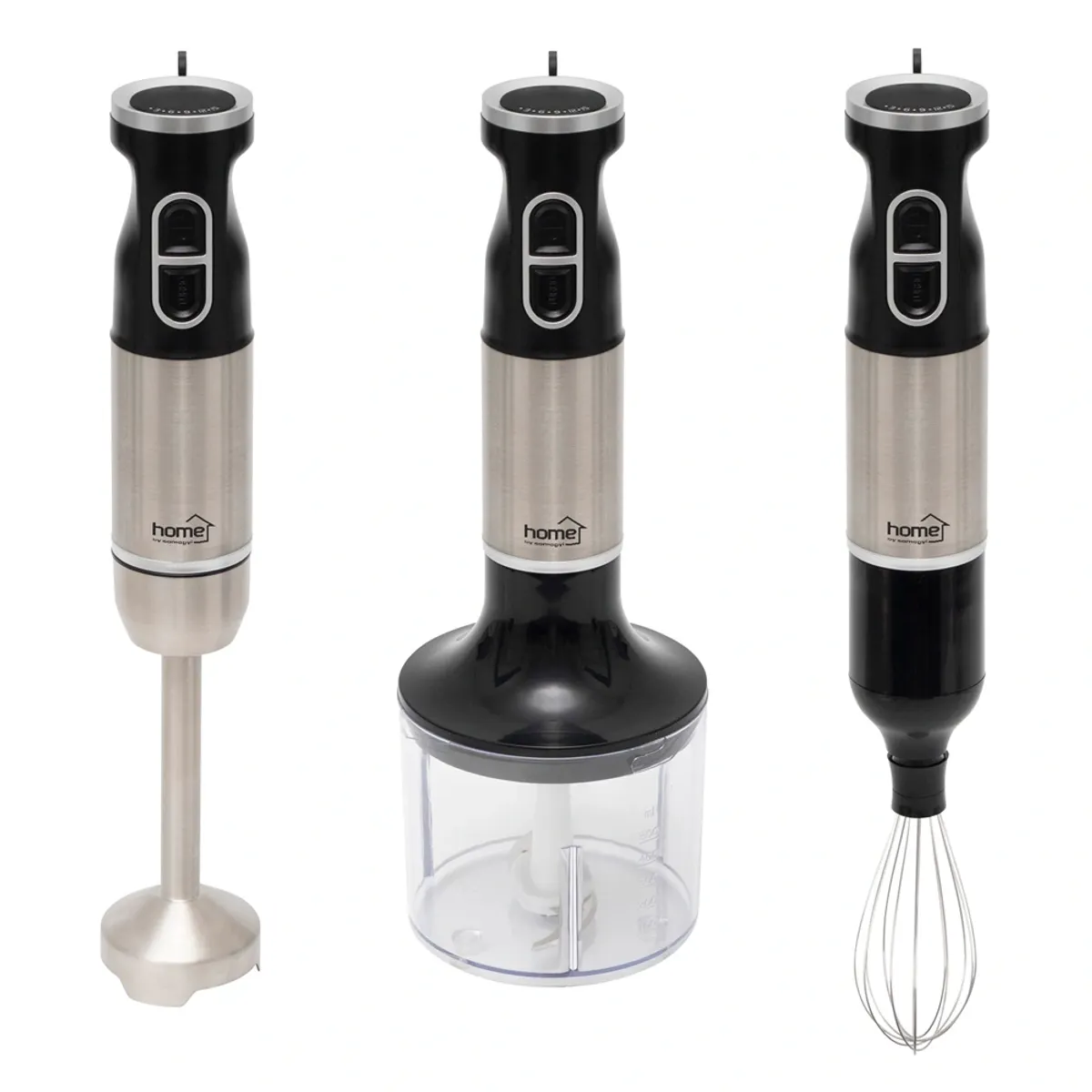 Home by Somogyi HGBMS65 botmixer szett 1000W 2 sebességfokozat rozsdamentes kések 500 ml tálas aprító 650 ml mérőpohár habverő #3