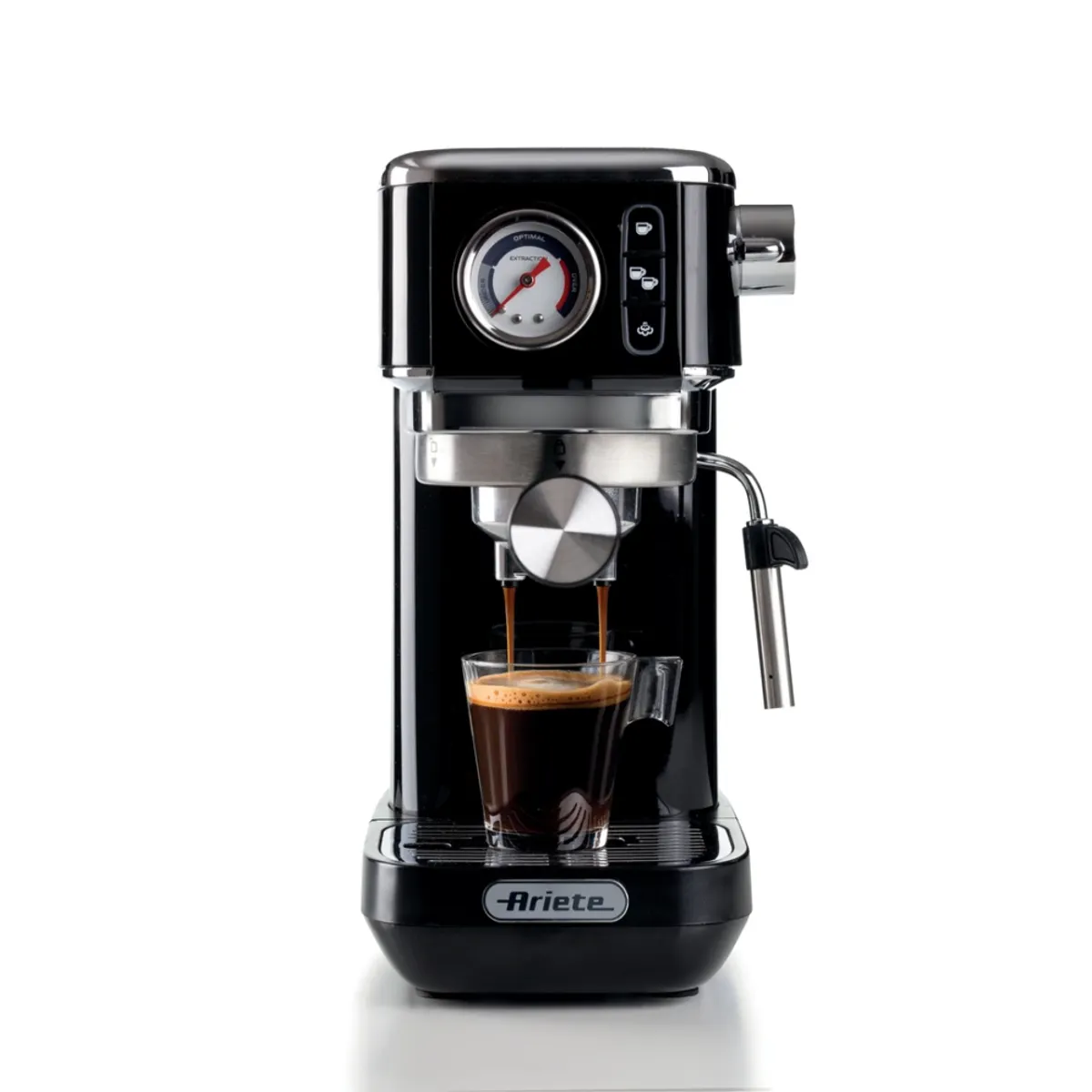 Ariete 1381.BK Moderna Slim eszpresszó 15 bar nyomás 1.3 kW 14 cm széles E.S.E. pod kompatibilis maxi cappuccino eszköz gőz automata kikapcsolás fekete #1