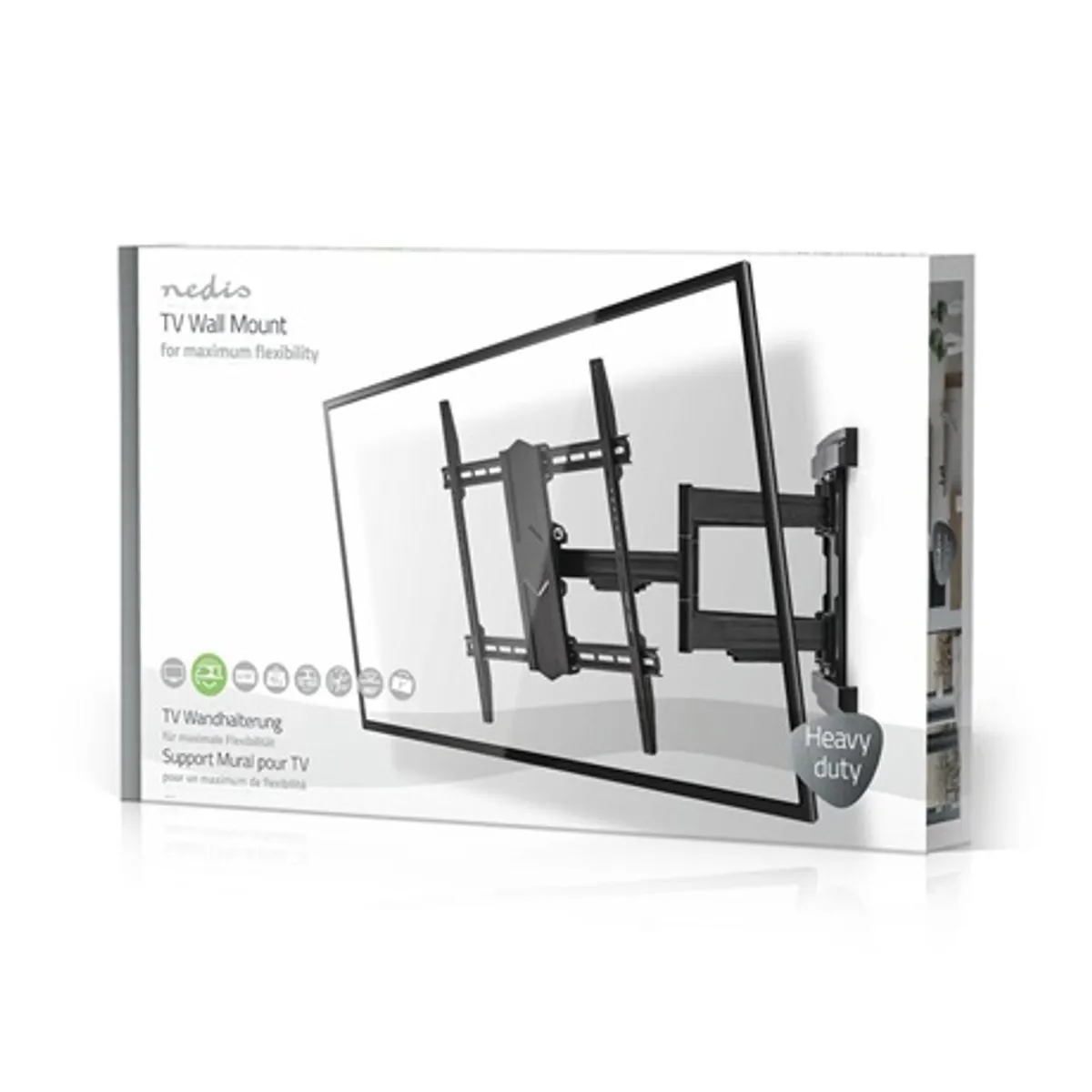 Nedis TVWM6570BK szabadon mozgatható fali TV-tartókonzol 43-90" 70 kg forgatható dönthető 3 forgáspont 70-800 mm VESA 400x400 #7