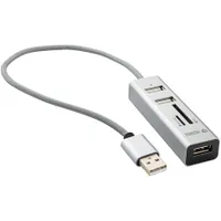 Yenkee YHC 101SR USB hub és kártyaolvasó 3x USB 2.0 port Micro SD SDHC SDXC kártyaolvasó adatátvitel 480 megabit per másodperc 30 cm kábel #2