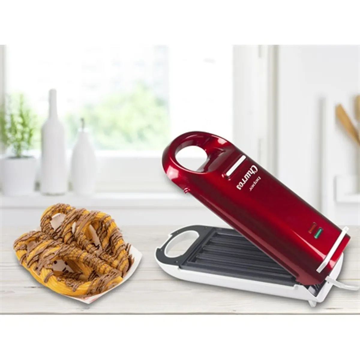 Beper BT.600Y Churros sütő 700 W tapadásmentes felület 4 db churros egyszerre forgatható 360 fokban csúszásmentes talpak tárolható #2