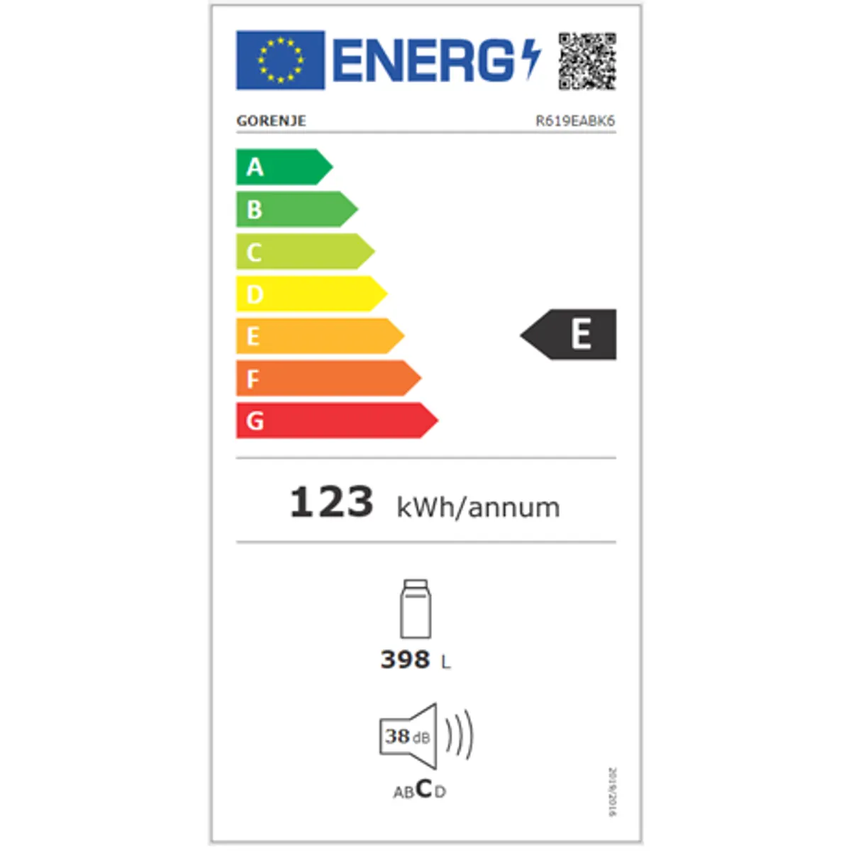 Gorenje R619EABK6 egyajtós hűtő alulfagyasztóval fekete 60 cm szélesség 398 l űrtartalom LED kijelző energiaosztály E #10