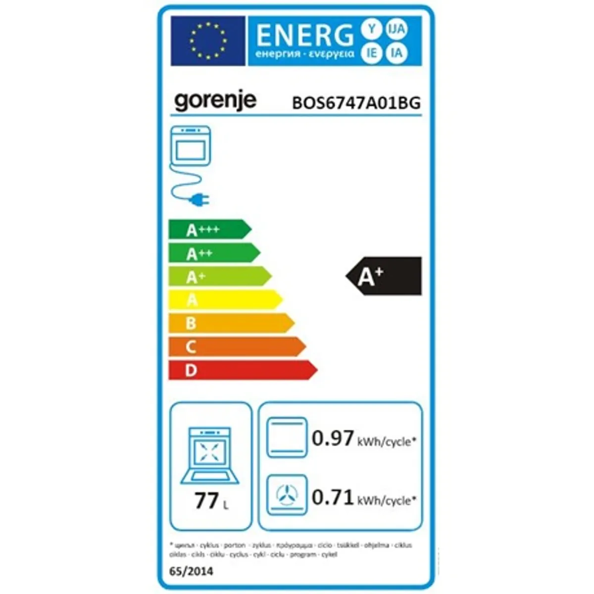 Gorenje BOS6747A01BG beépíthető sütő fekete 77 l HomeMade Plus energiaosztály A #7