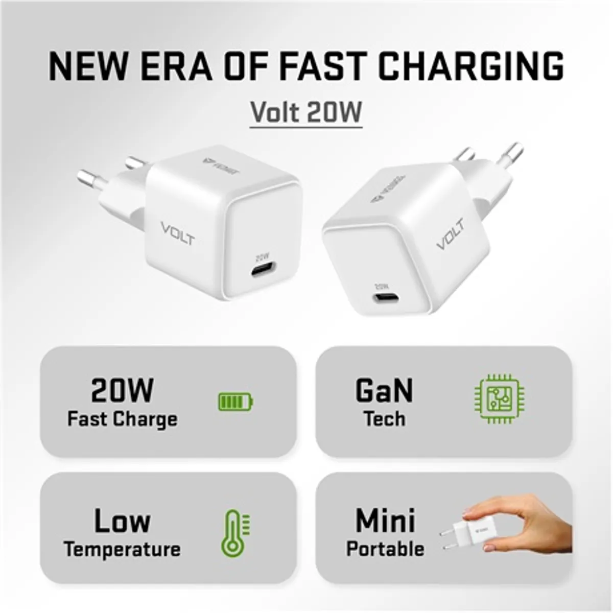 Yenkee YAC G20 Volt USB-C töltő GaN 20W PD 3.0 QC4.0 Apple 2.4A AFC FCP #6