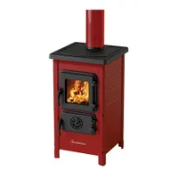 Warnex HAPPY kályha 6 kW 120 mm füstcső 40x72x40 cm vörös fekete fa és széntüzelésre #1