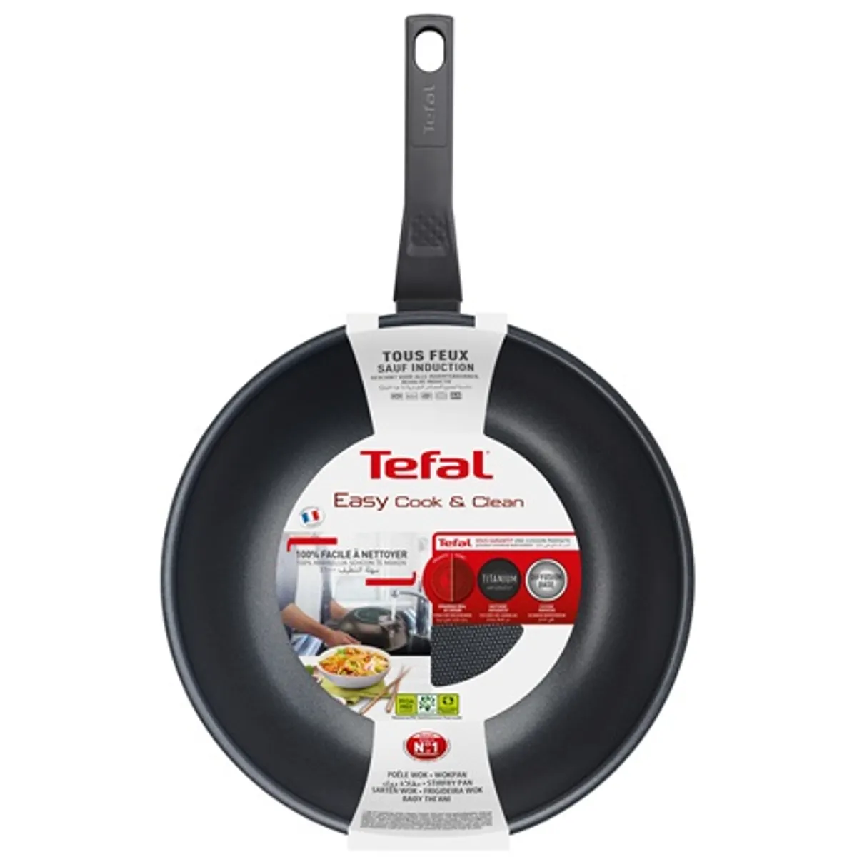 Tefal B5691953 Easy Plus Wok 28 cm alumínium szürke kompatibilis gáz, kerámia, elektromos és halogén főzőlapokkal nem sütőben, fogantyú rögzített #3